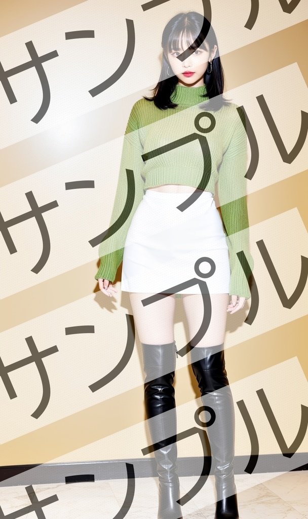 真面目な女性のミニスカニーハイブーツ - Serious Women's Mini Skirt High Boots