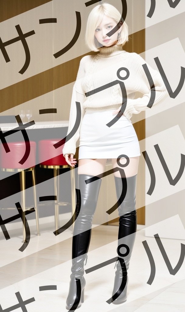 真面目な女性のミニスカニーハイブーツ - Serious Women's Mini Skirt High Boots