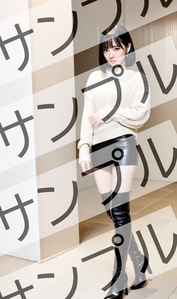 真面目な女性のミニスカニーハイブーツ - Serious Women's Mini Skirt High Boots