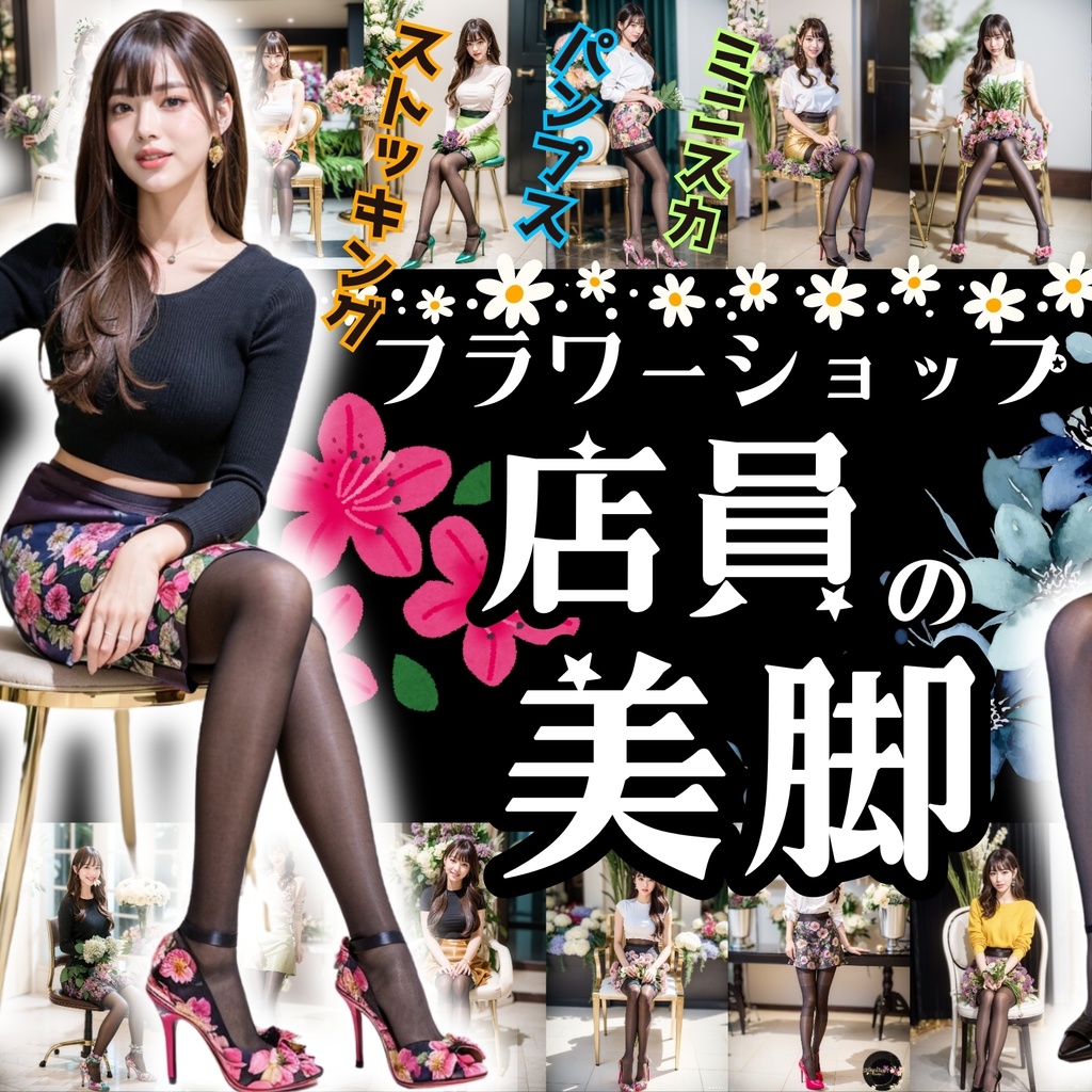 フラワーショップ店員の美脚 -  Flower shop clerk's beautiful legs -