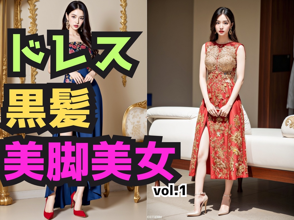 華麗なドレス姿の黒髪美脚美女_vol.1