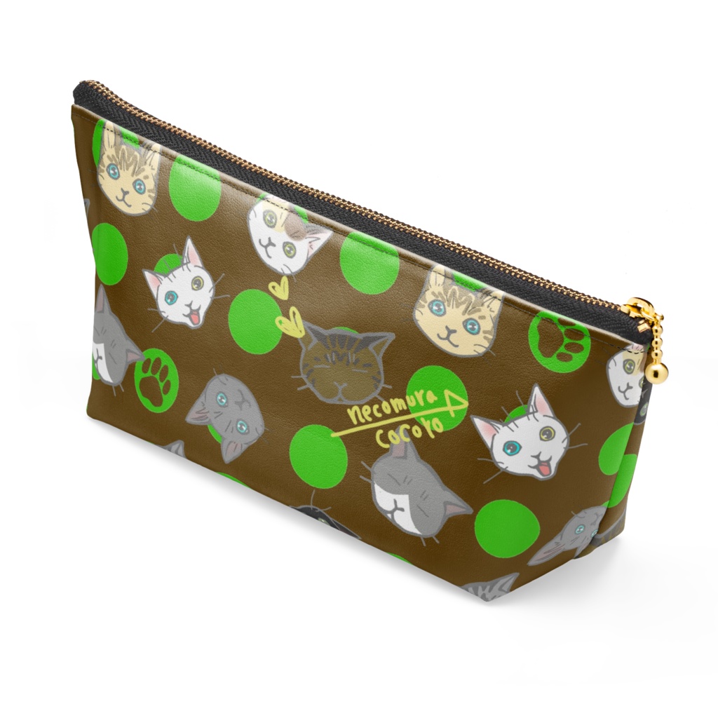 水玉にゃんこポーチ