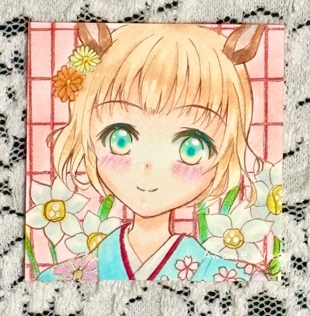 ミニ原画  晴れ着 お馬さん