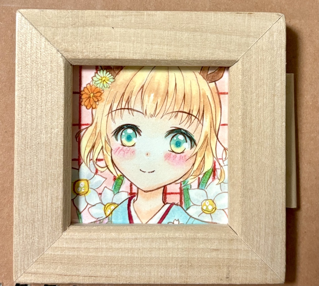 ミニ額原画  晴れ着 お馬さん