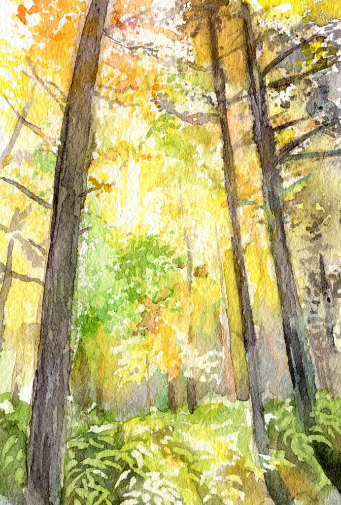 L版原画「秋香る散歩道」
