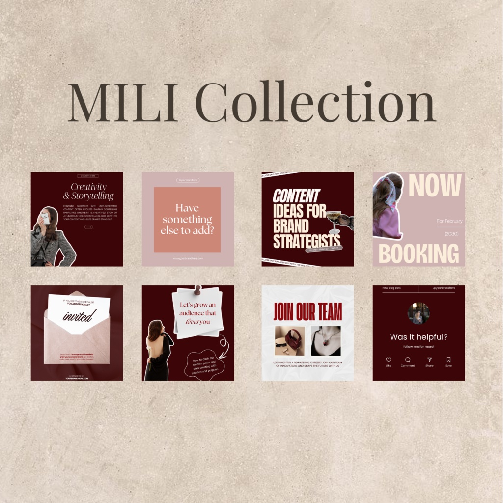 50枚Instagram(ニュアンスデザイン)テンプレートセット