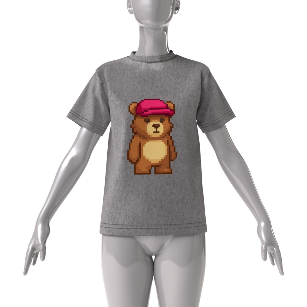 pink cap くまちゃん(グレー)