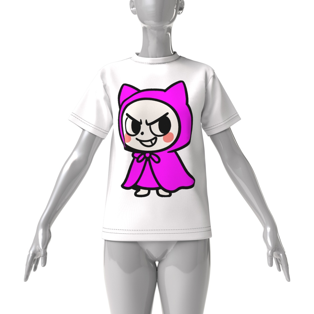 Mysterious pink-Hooded Cat (ホワイト)