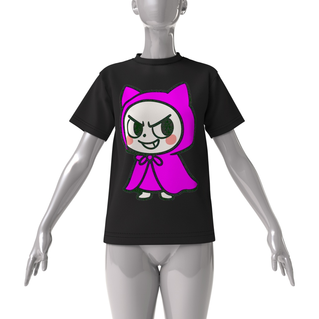 Mysterious pink-Hooded Cat (ブラック)