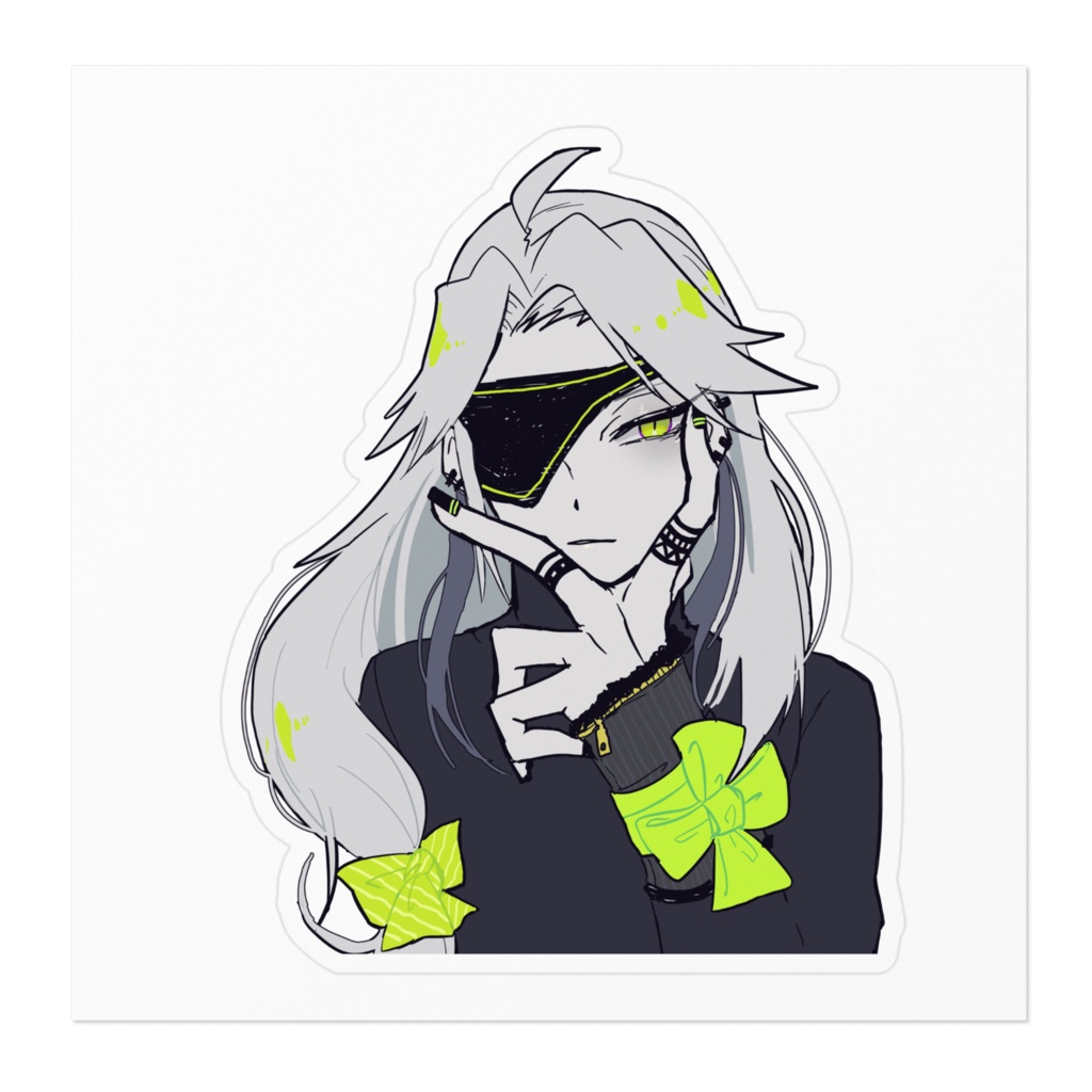 ステッカー オリジナルキャラクター「双子 兄 蛍光グリーン」