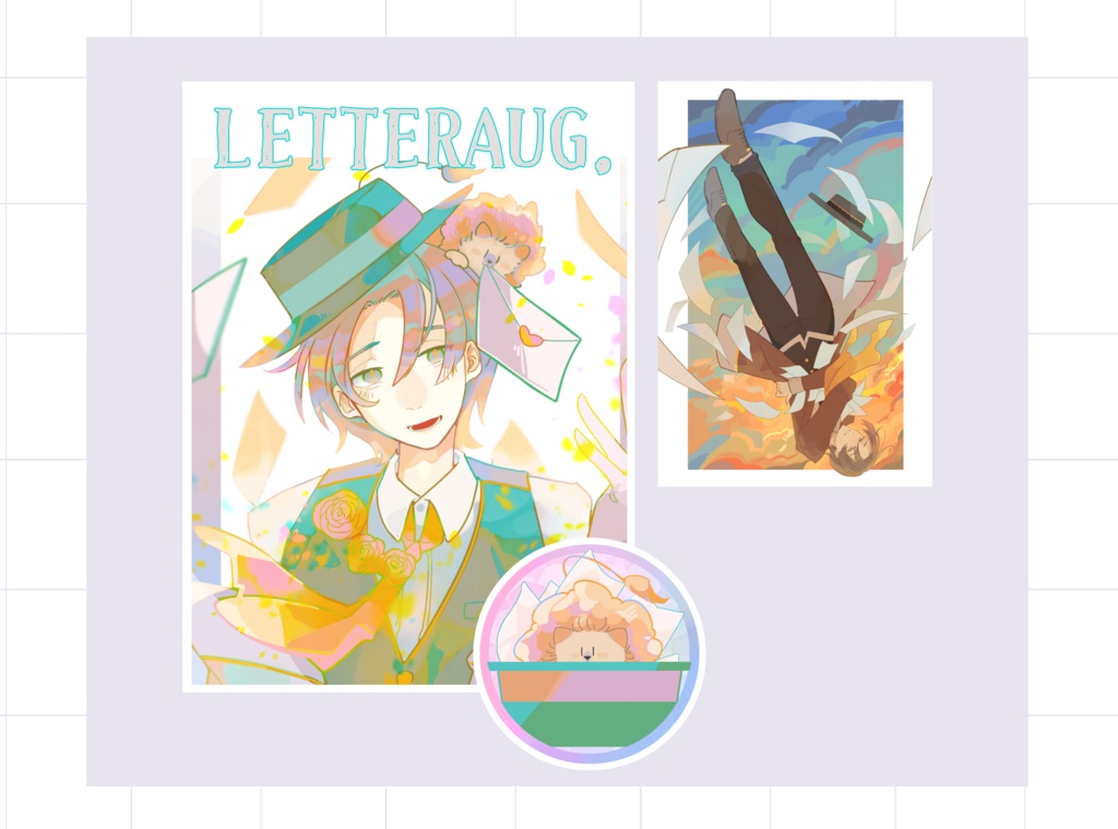 イラスト本『LETTERAUG.』(ステッカー付)＋ポストカード