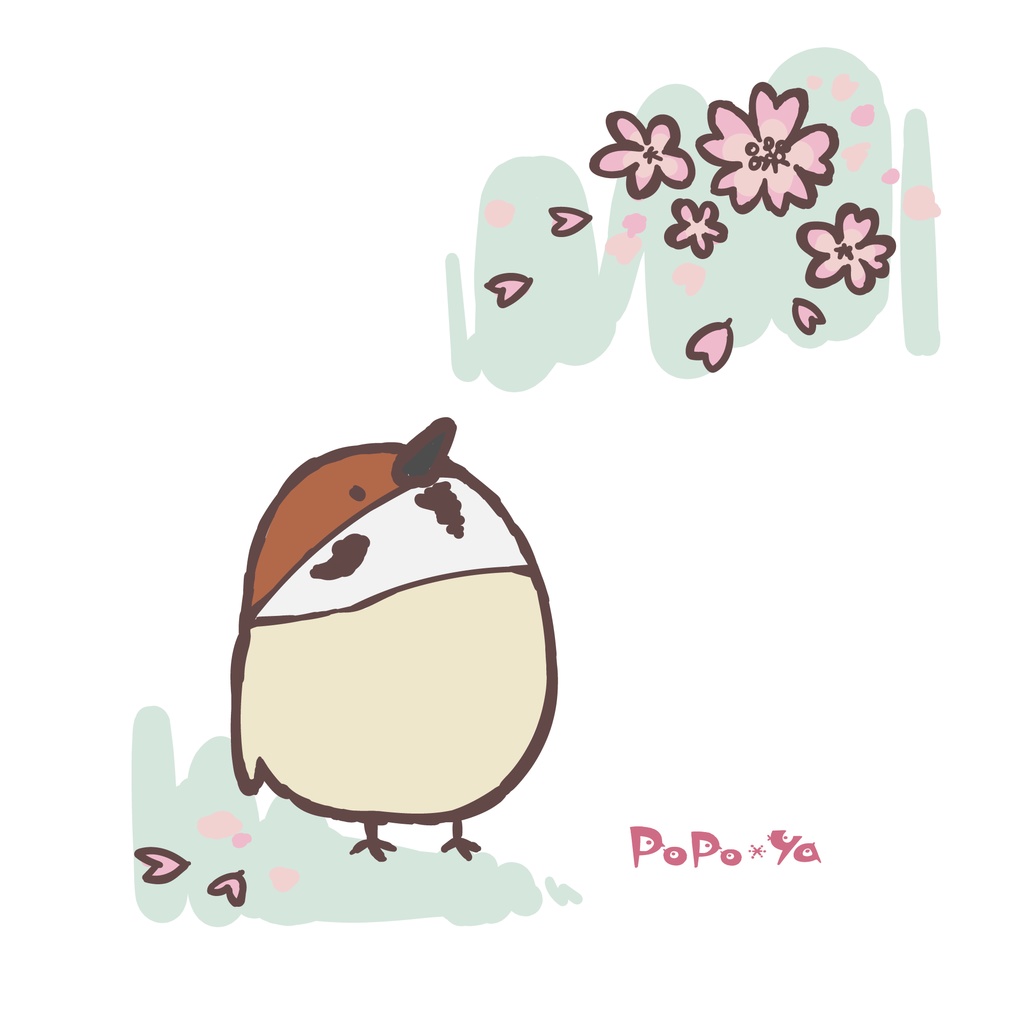 Tシャツ すずめのお花見