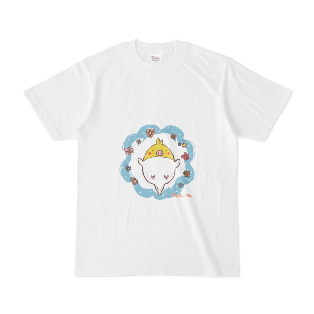 Tシャツオカメインコと花