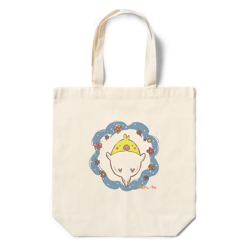 エコバッグ　オカメインコと花