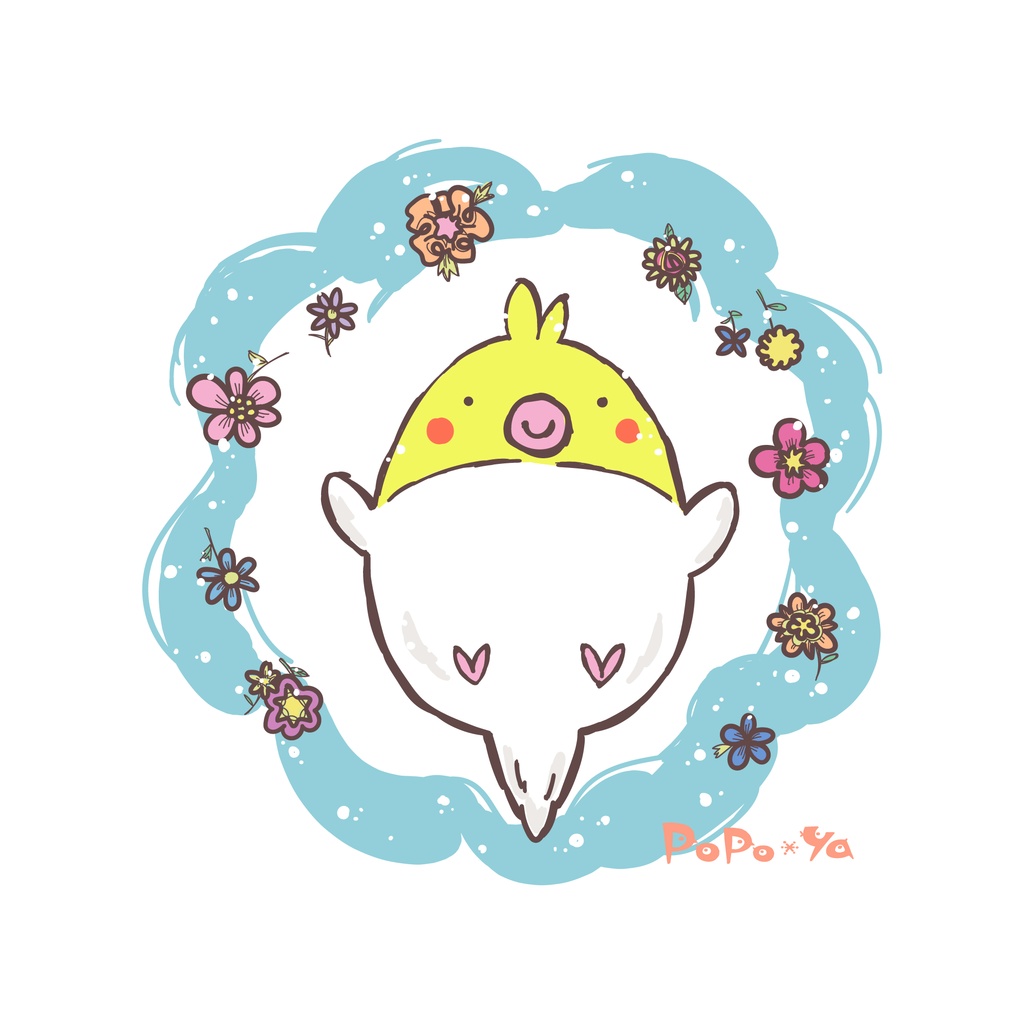 ジップパーカー オカメインコと花