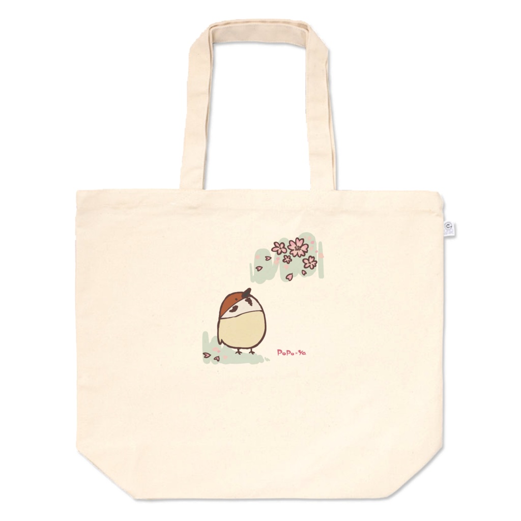 トートバッグ　すずめのお花見