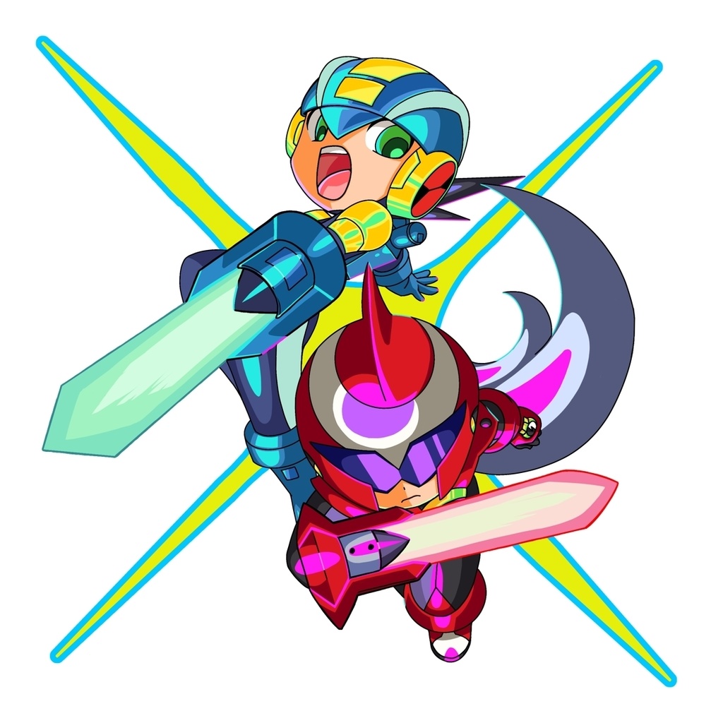 ロックマン&ブルースステッカー