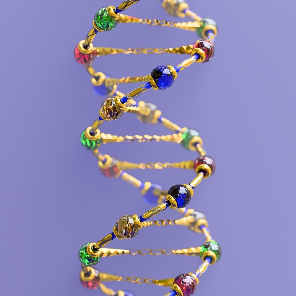 イラスト。宝石でできたDNA
