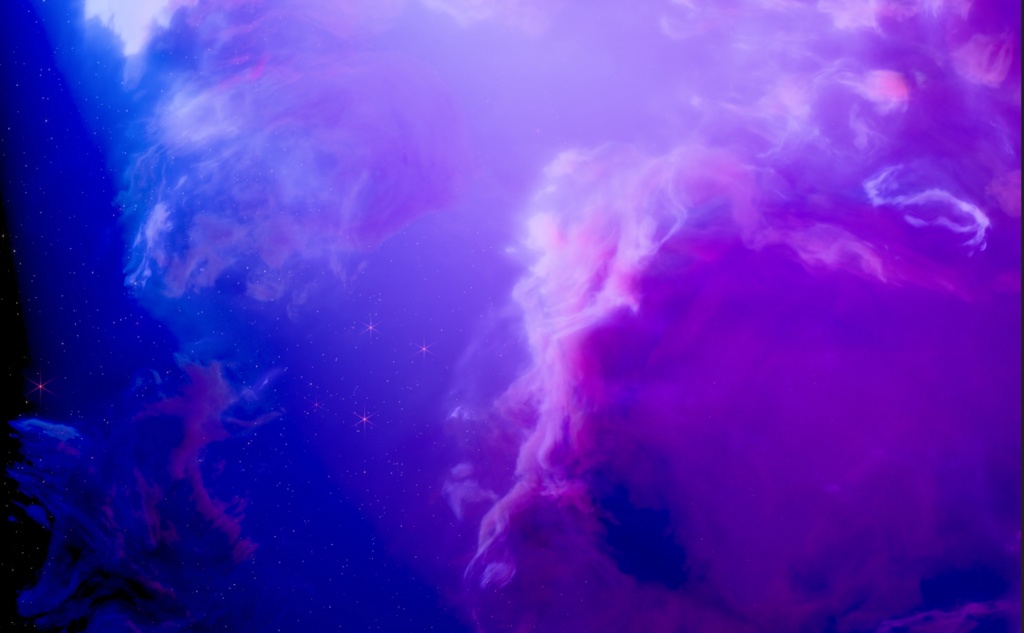 幻想的な星雲と輝く星