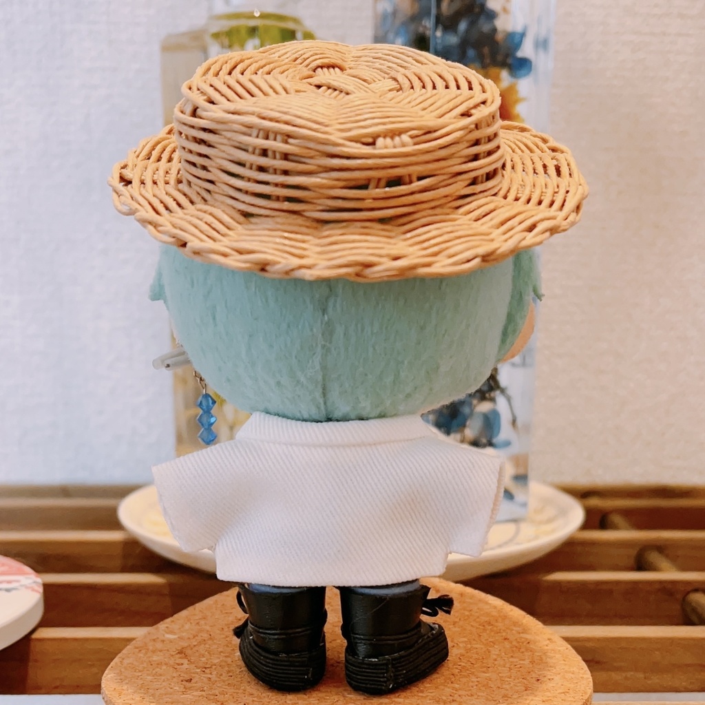 10センチ ぬい服 カンカン帽 茶 ハンドメイド