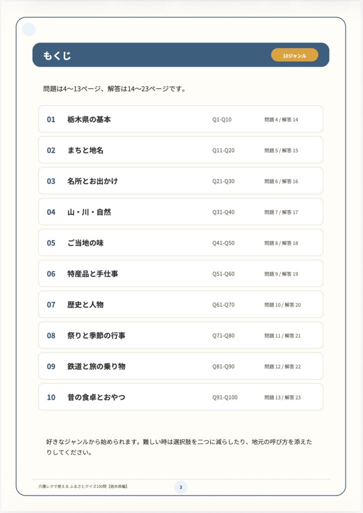 【介護レク・高齢者向け】ふるさとクイズ100問〈栃木県編〉|3択・解説・会話のきっかけ付き|印刷用PDF