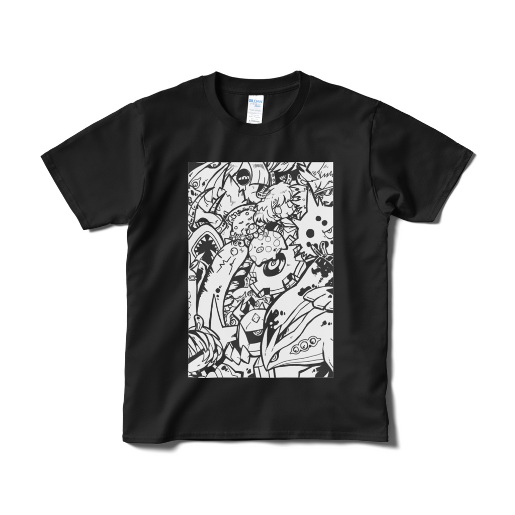 ワクワクキャラTシャツ-ブラック