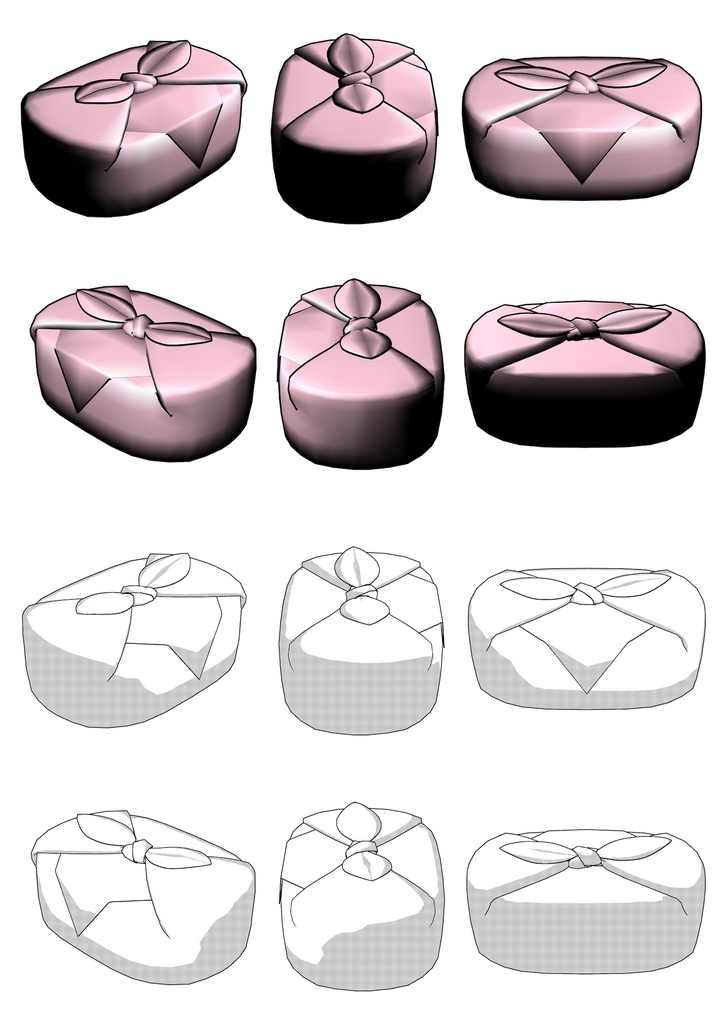 3Dお弁当包み2点セット【クリスタ用3D/cs3o】