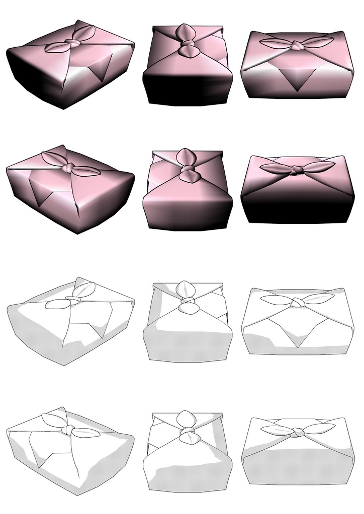 3Dお弁当包み2点セット【クリスタ用3D/cs3o】