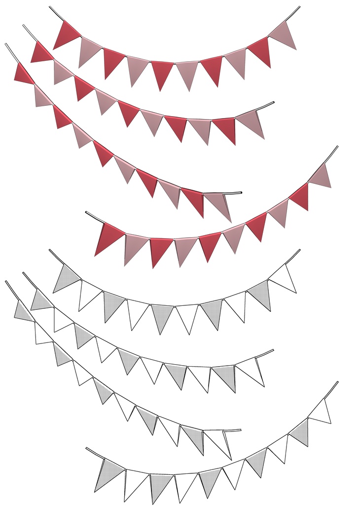 3Dパーティー飾り3点セット(クリスタ用3D/cs3o)