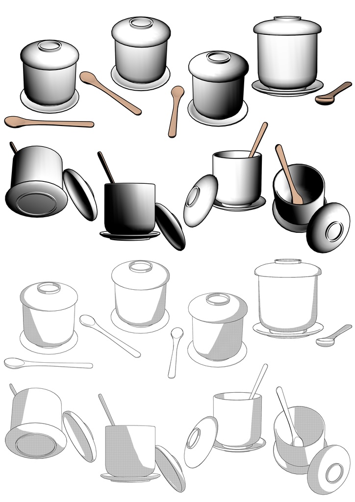 3D茶碗蒸し器【クリスタ用3D/cs3o】