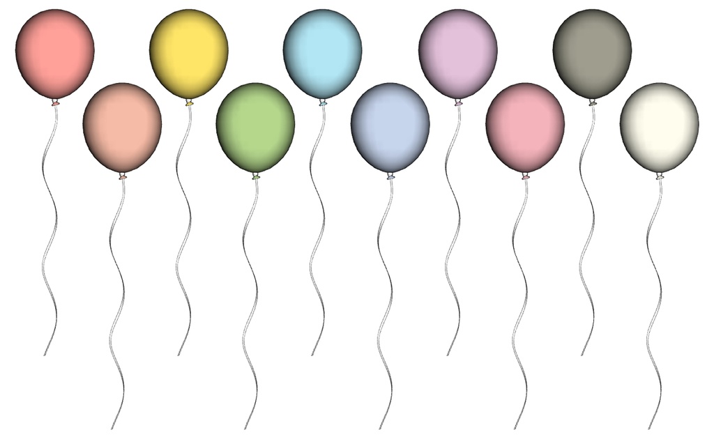 3Dバルーン3点セット【クリスタ用3D/cs3o】