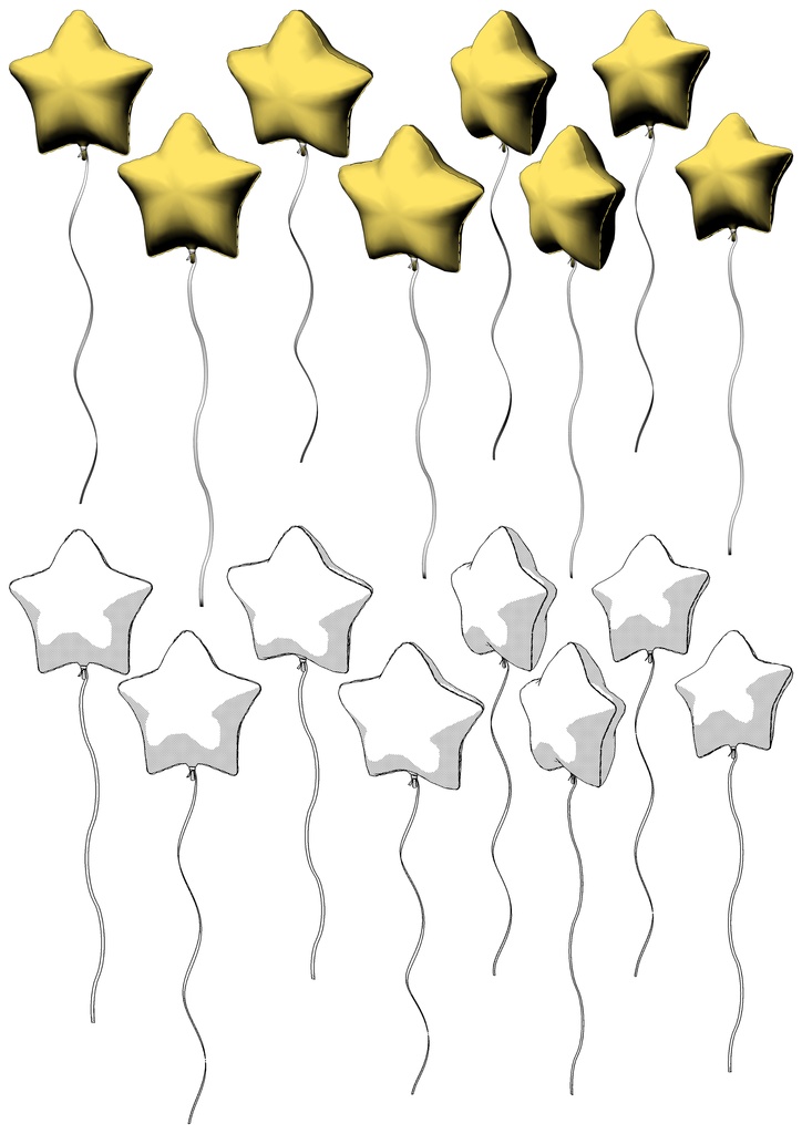 3Dバルーン3点セット【クリスタ用3D/cs3o】