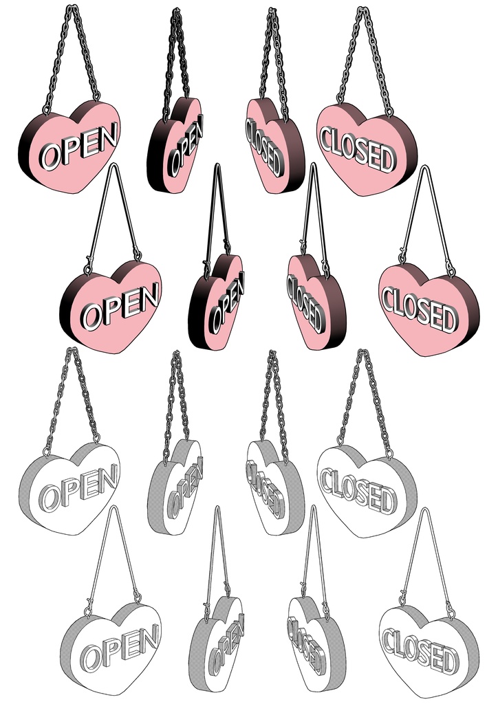 3Dドアプレート4点セット【クリスタ用3D/cs3o】