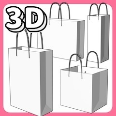 可動!3D紙袋4点セット【クリスタ用3D/cs3o】
