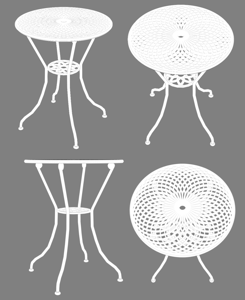 【線つき3D】ガーデンテーブルセット(クリスタ用3D/cs3o)