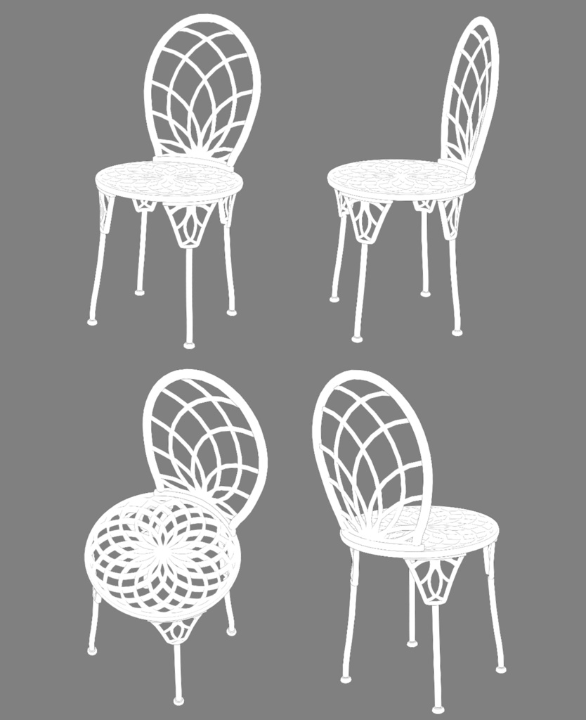 【線つき3D】ガーデンテーブルセット(クリスタ用3D/cs3o)