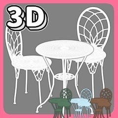 【線つき3D】ガーデンテーブルセット(クリスタ用3D/cs3o)