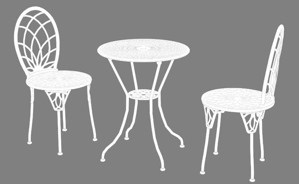 【線つき3D】ガーデンテーブルセット(クリスタ用3D/cs3o)