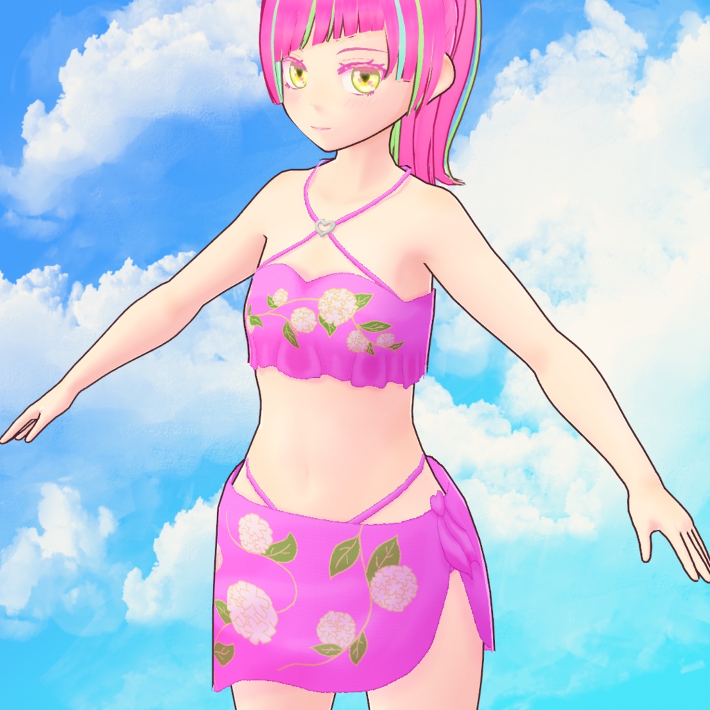 夏っぽい水着（パレオ着脱可）