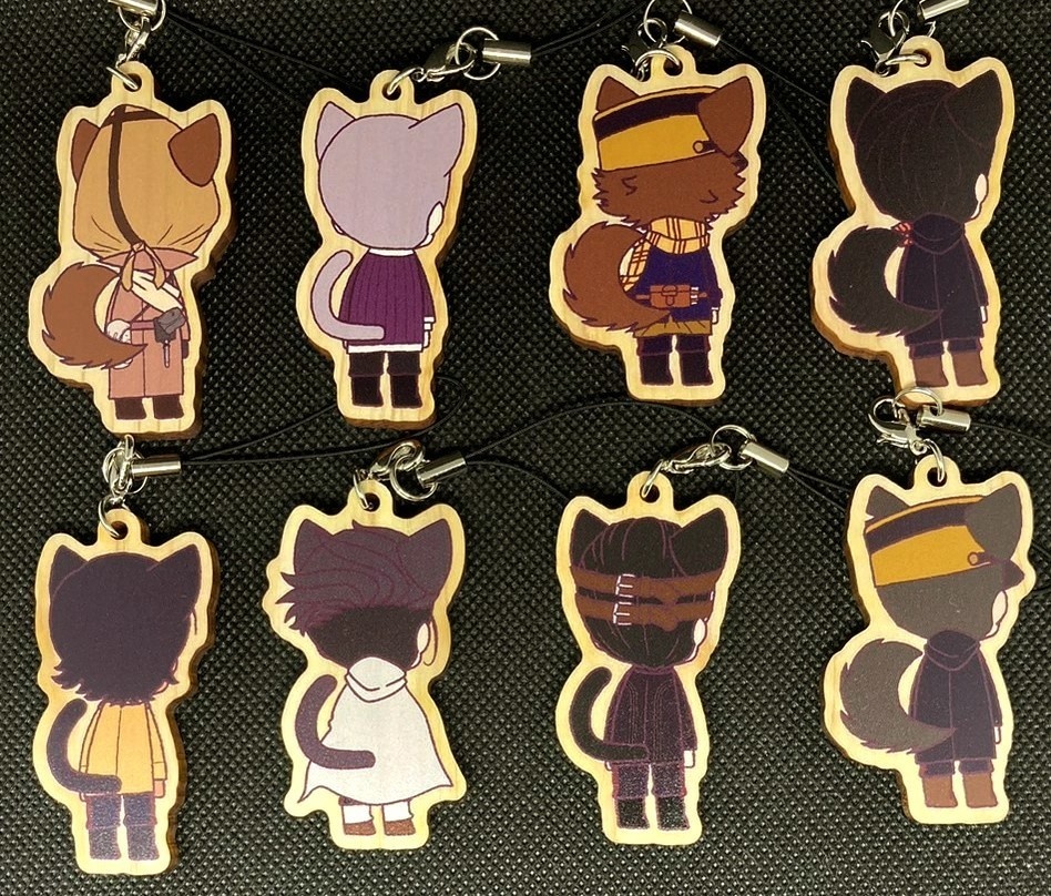 金カムけも耳木製両面キーホルダー