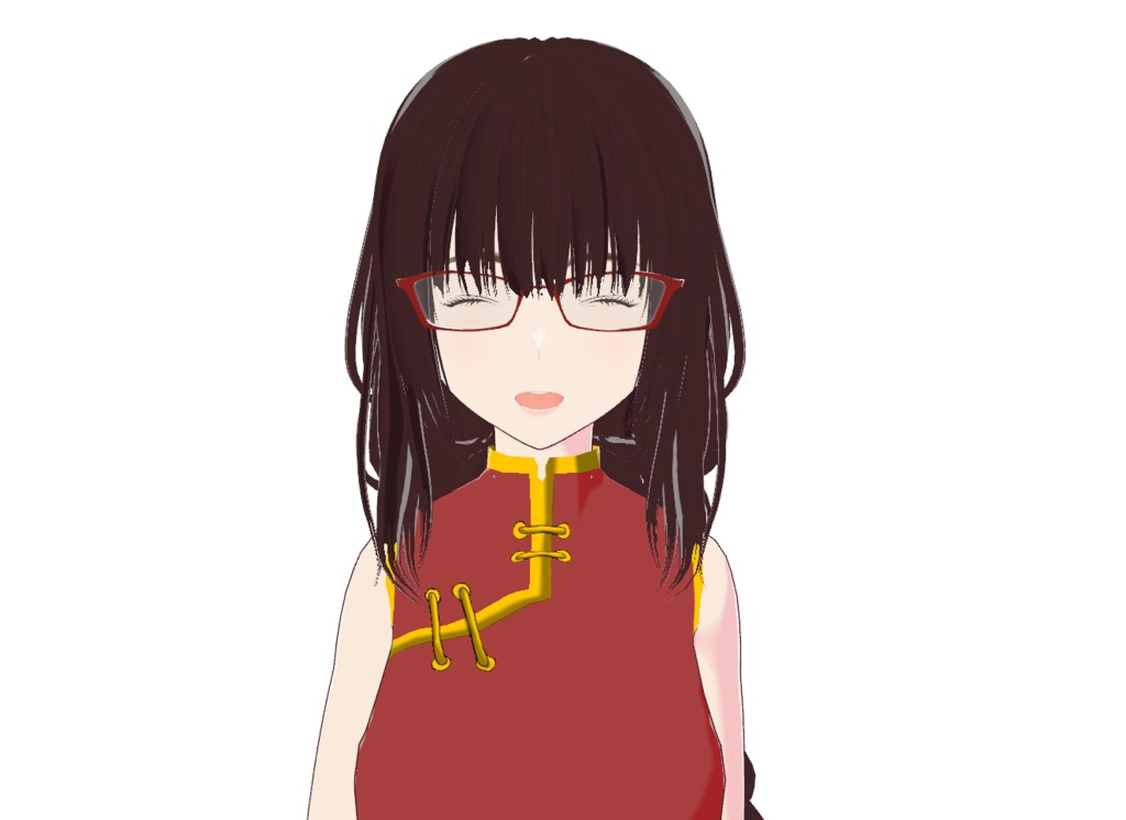 三つ編み少女+超ミニチャイナドレス Vroidファイル