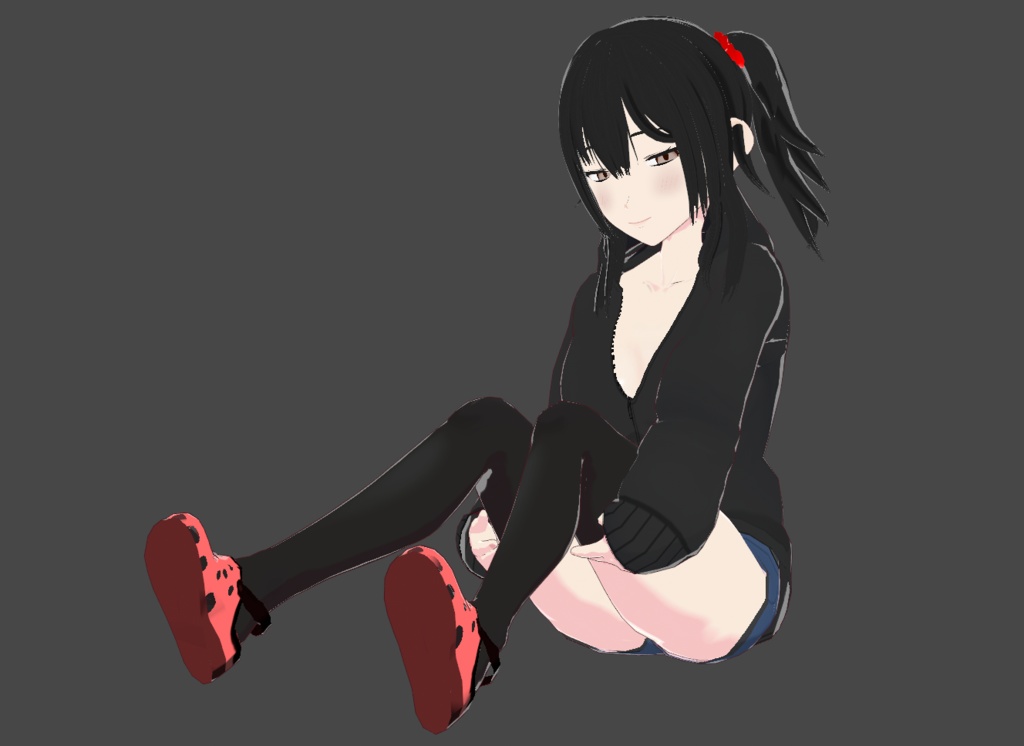 ジト目サイドテール+パーカー