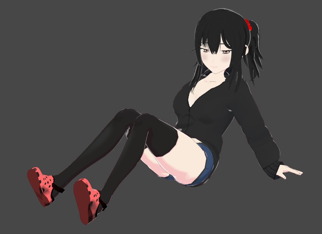 ジト目サイドテール+パーカー