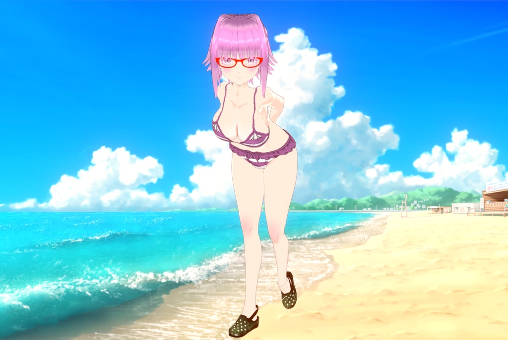 しましまビキニ+クロックス風サンダル迷彩柄