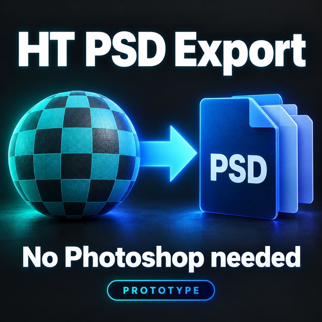 【無料・試作版】HT PSD Export|Photoshop不要・Substance Painterからレイヤー付きPSDを書き出し