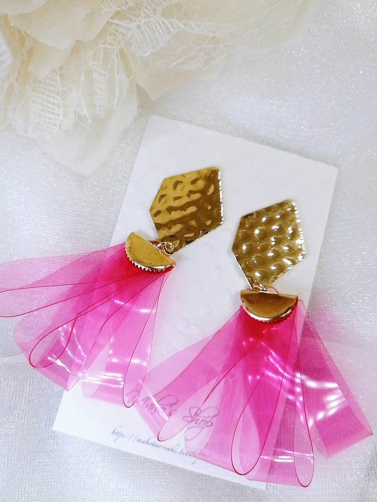 塩ビフリンジ 三色 カラフル ピアス イヤリング