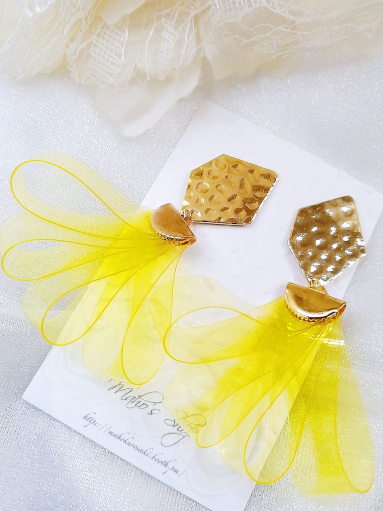 塩ビフリンジ 三色 カラフル ピアス イヤリング