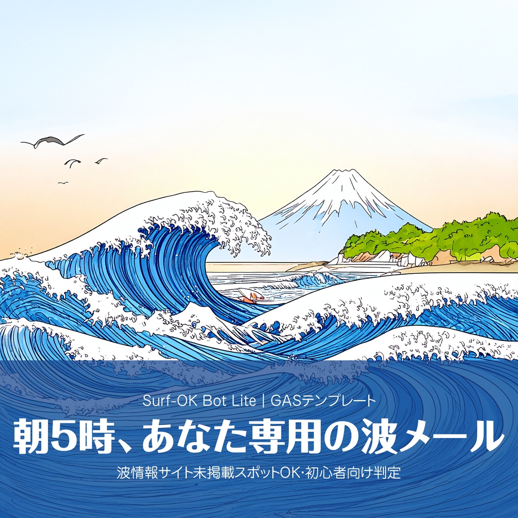 Surf-OK Bot Lite｜朝5時に届くあなた専用の波メール（GASテンプレート）