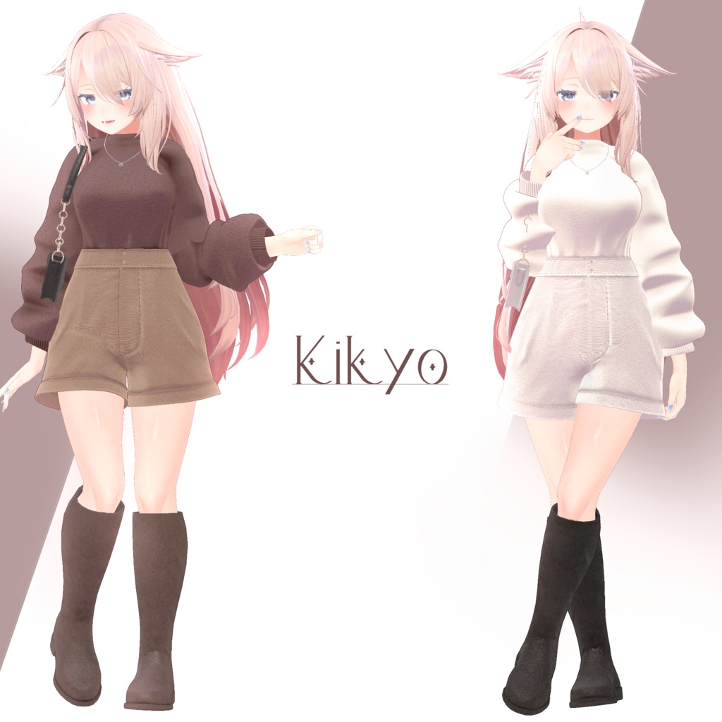 『6アバター対応』ボリュームスリーブニットコーデ