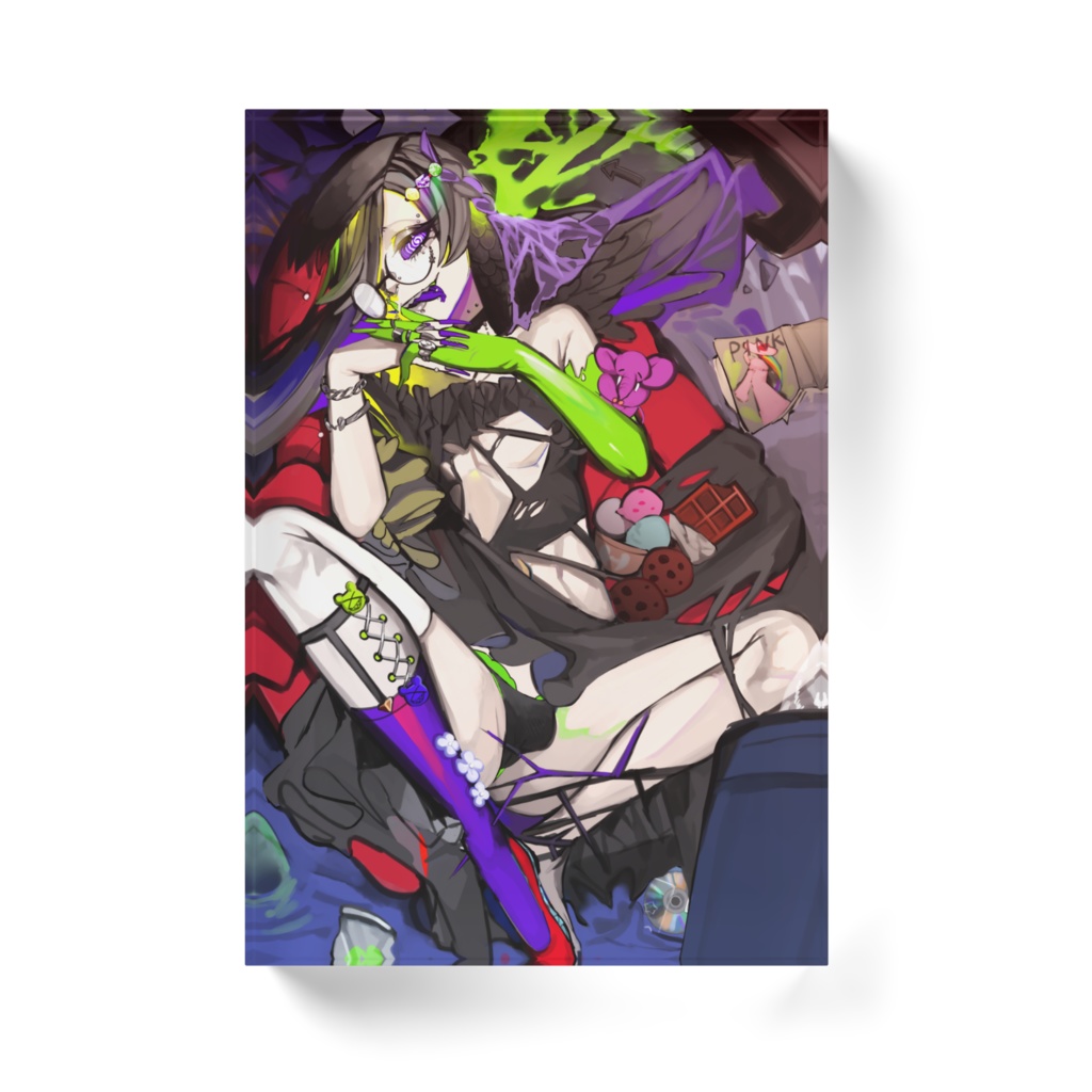 カラスちゃんの一瞬を封じたアクリルブロック